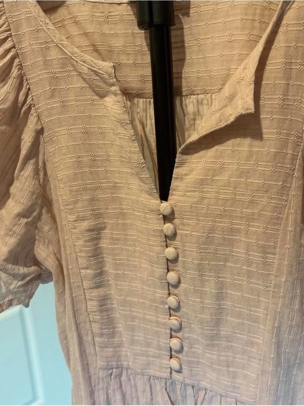 Madewell Blush Pink Textured Puff Sleeve Top